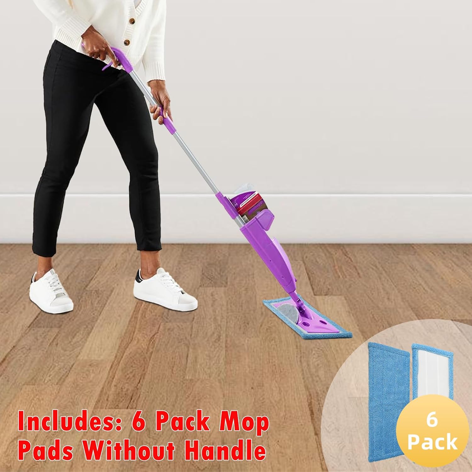 NIXOOT 6 Pack Reusable Microfiber Mop Refill Pads