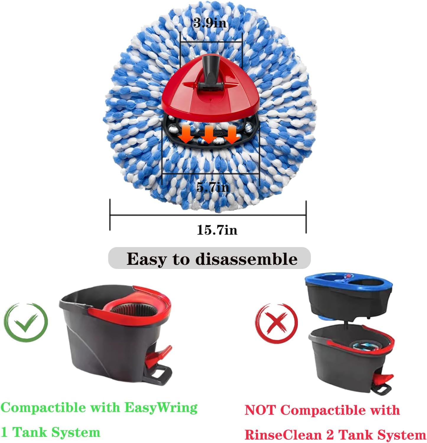 Fazlynyi Microfiber Mop Head Refill 4-Pack Easy Clean