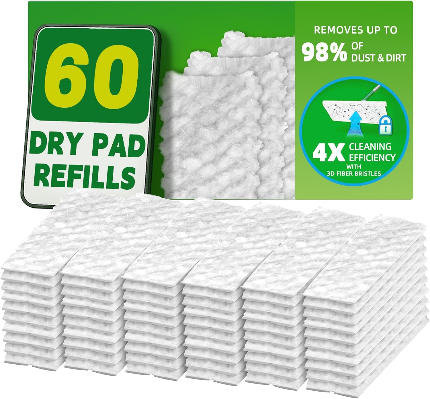 ClicLak Dry Mop Refills 60 Count for Pet Hair Dust