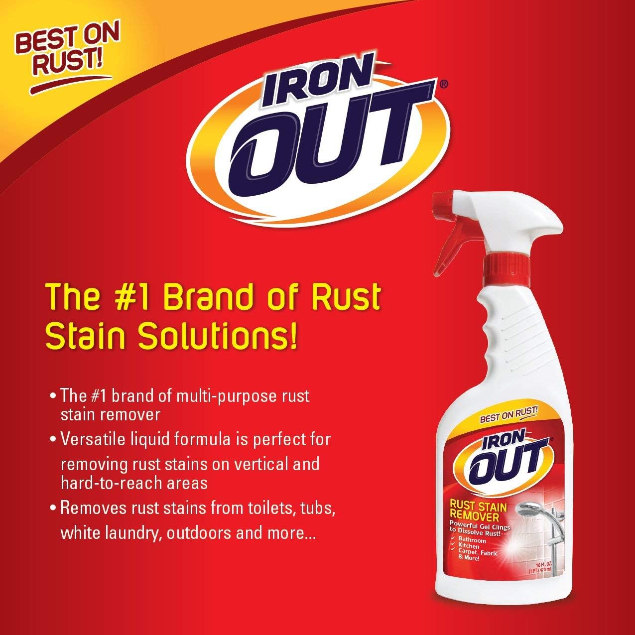 OUT Iron Out Rust Stain Remover Spray Gel 16 Fl Oz 2 Pack