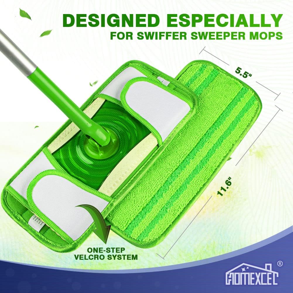 HOMEXCEL Microfiber Mop Pads - Swiffer Compatible Pack of 2