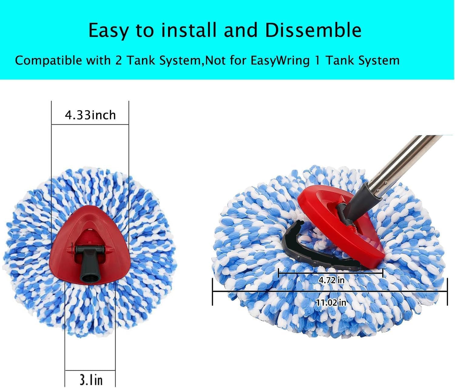 6 Pack Spin Mop Replacement Heads for Ocedar RinseClean 2