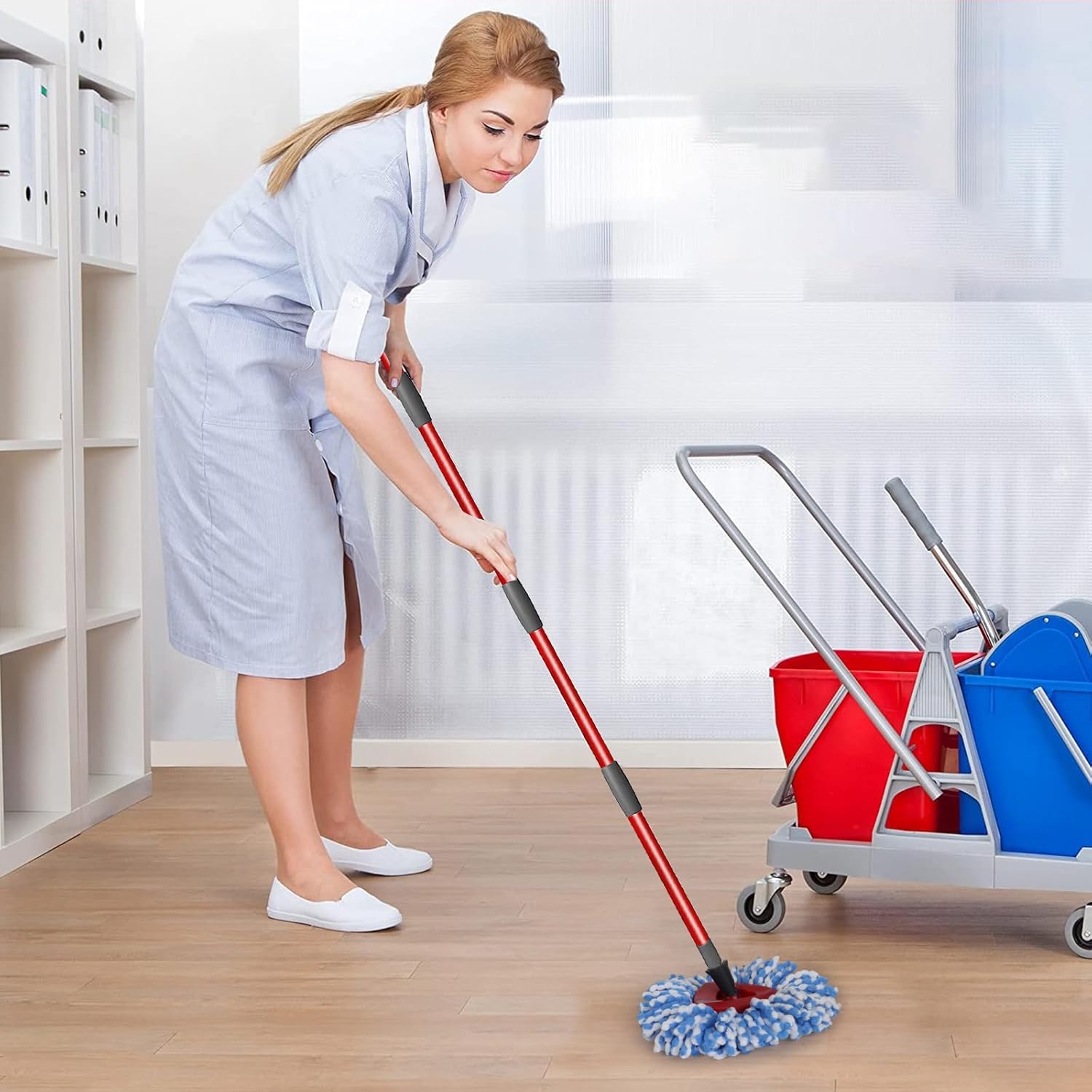 Qulable Spin Mop Replacement Handle - 4-Section Adjustable 30 to 58 Mop Stick