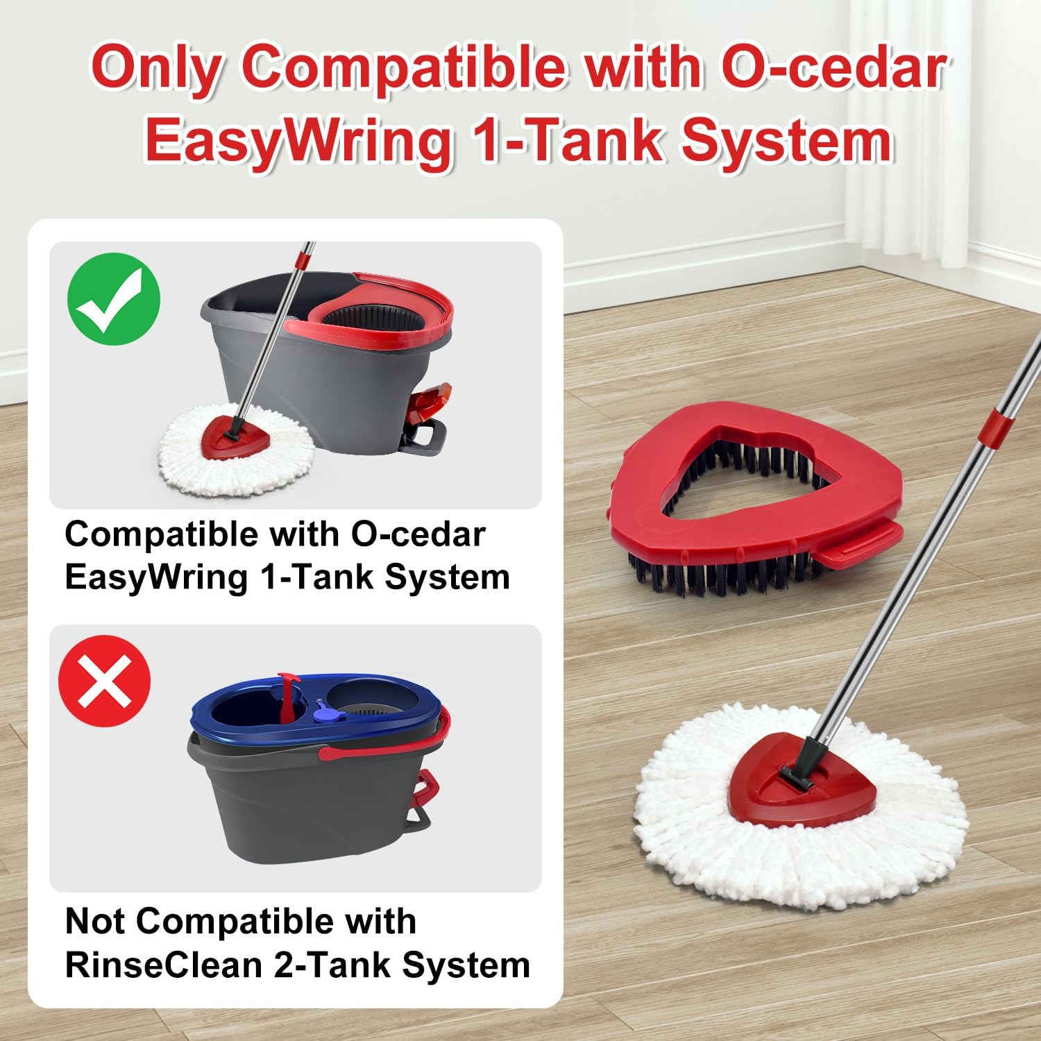GFRED Spin Mop Replacement Set with Handle Heads Base and Brush