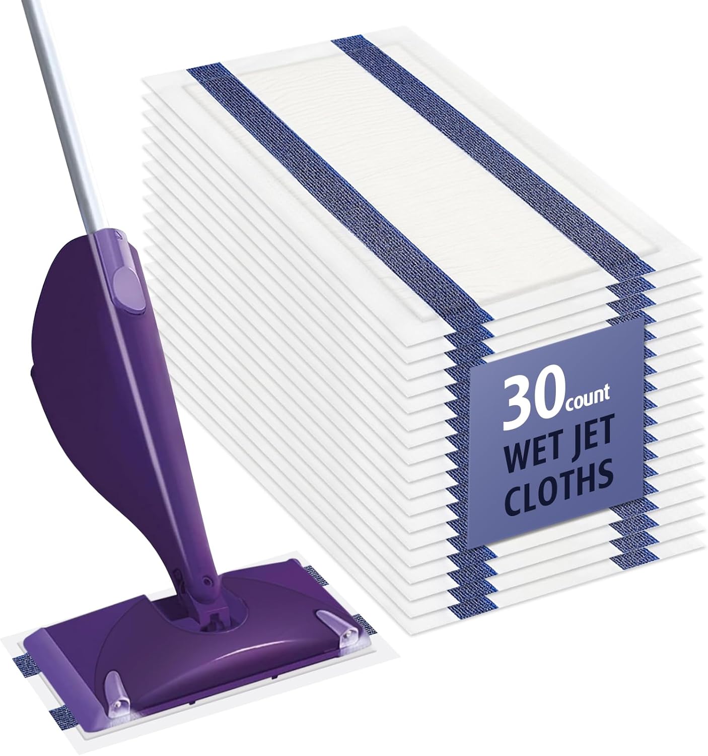 AIR U Disposable Mop Pad Refills for Swiffer Wet Jet 30 Count