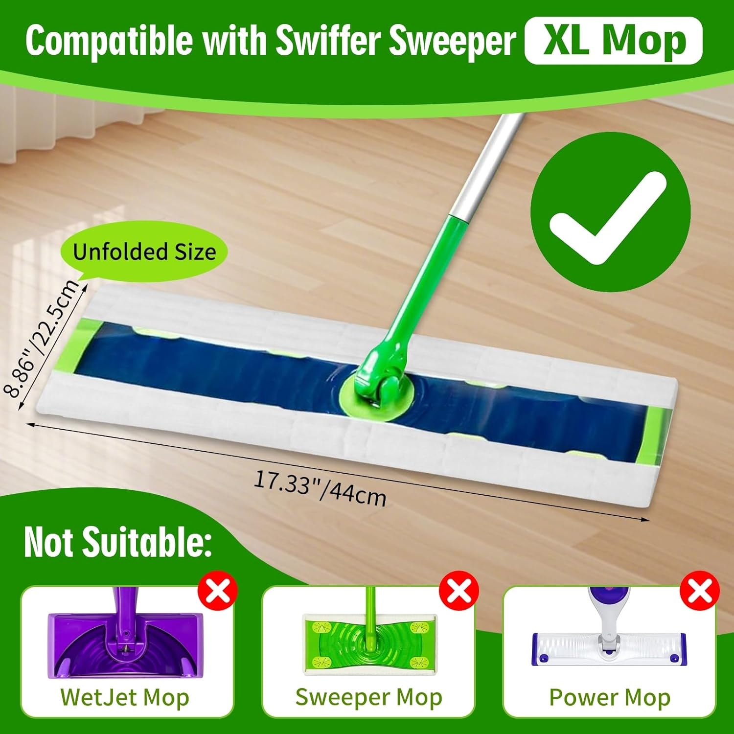 FURCIELOS XL Dry Sweeping Cloths for Swiffer Mop 60 Count Replacement Pads