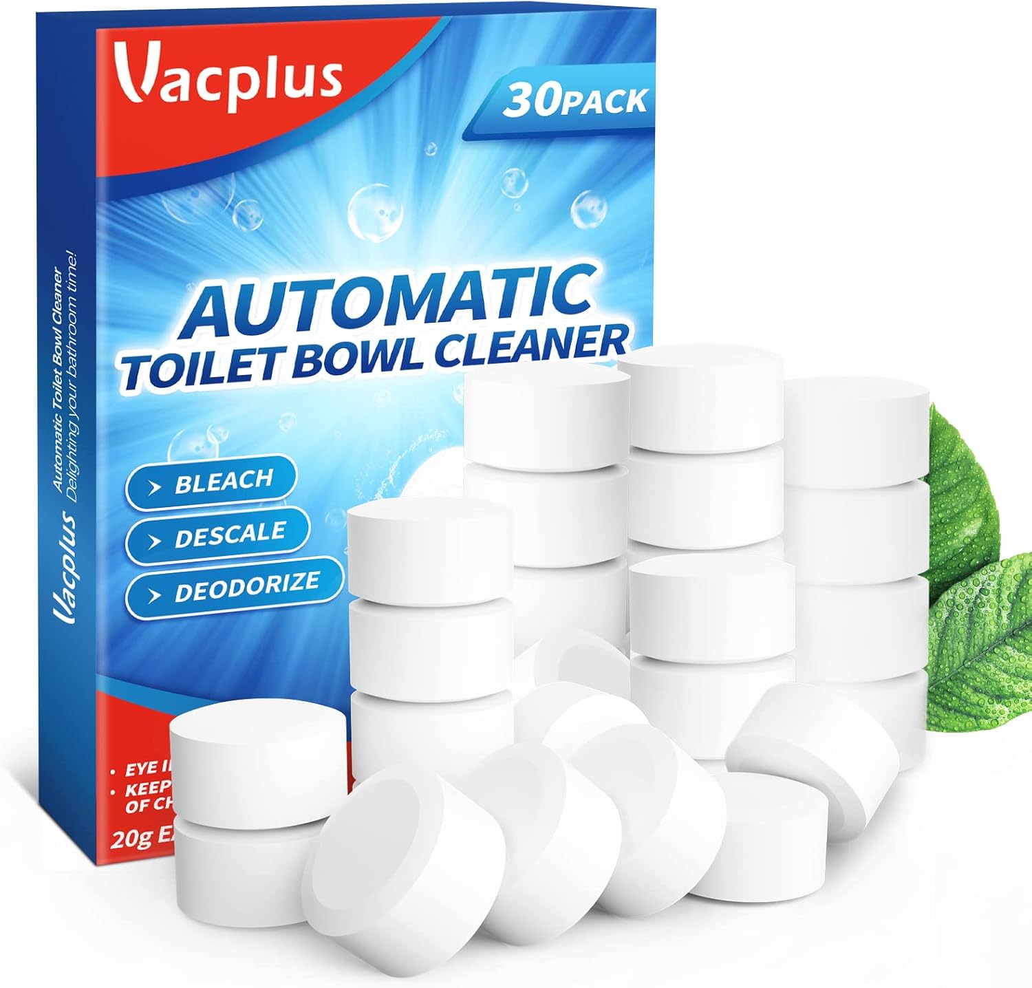 Vacplus Toilet Bowl Cleaner Tablets 30 Pack