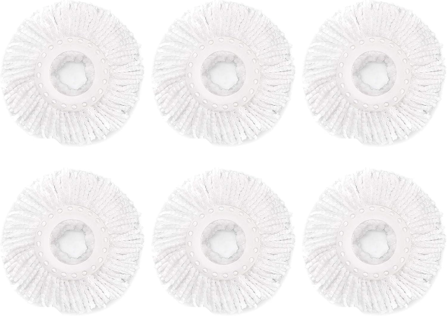 Tidy Monster 6 Pack Spin Mop Replacement Heads - Microfiber Mop Refills White