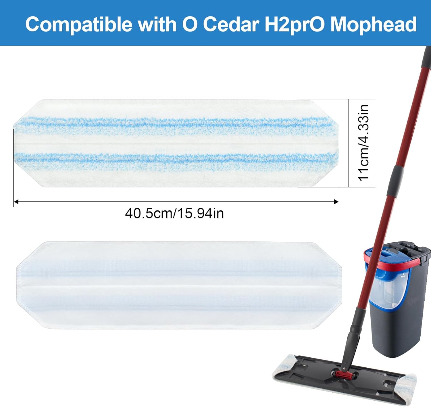 GFRED 8 Pack Mop Pads for O Cedar H2Pro Flat Mop System