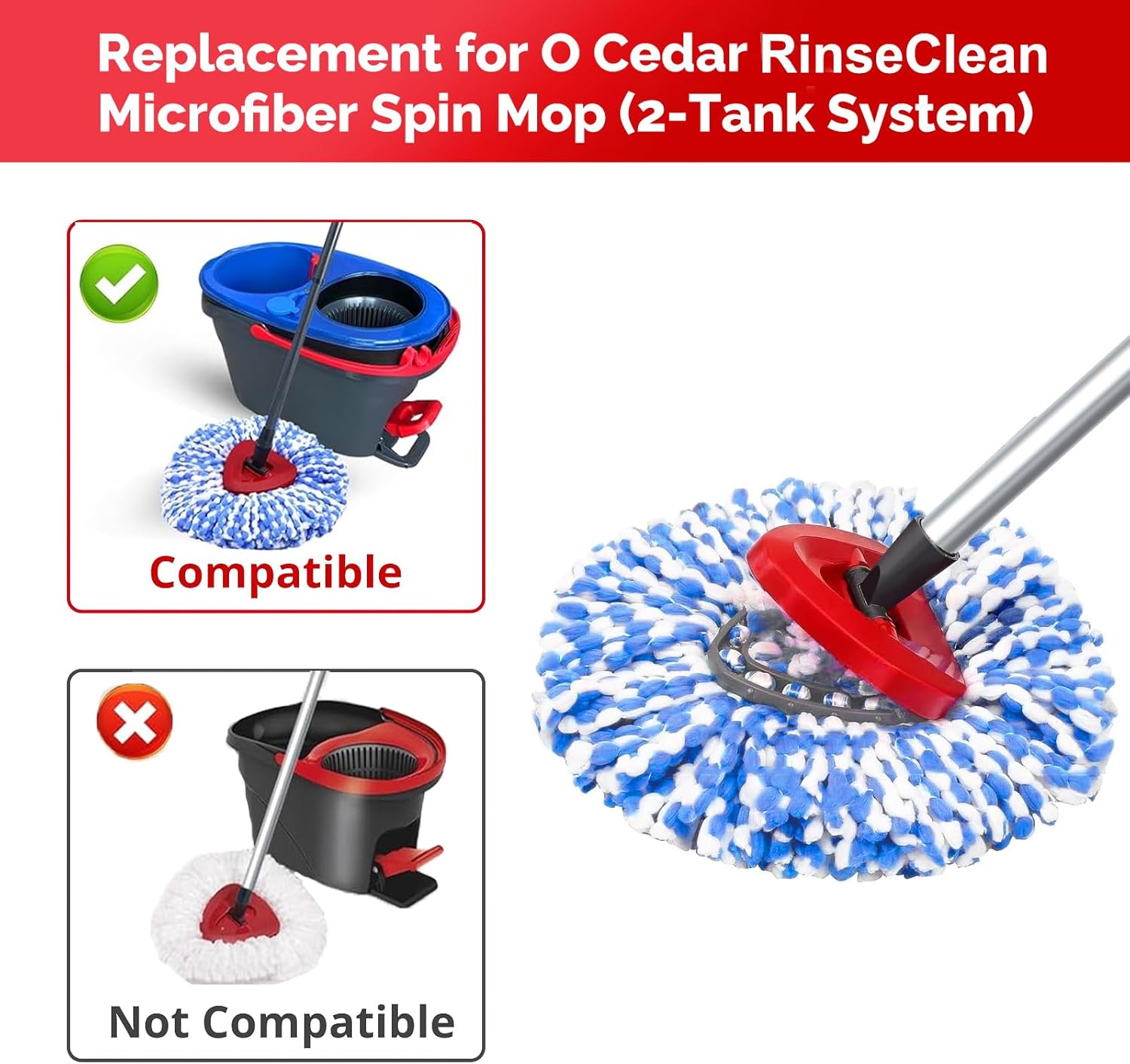 Pkulater O Cedar 2 Tank Mop Head Replacement Set