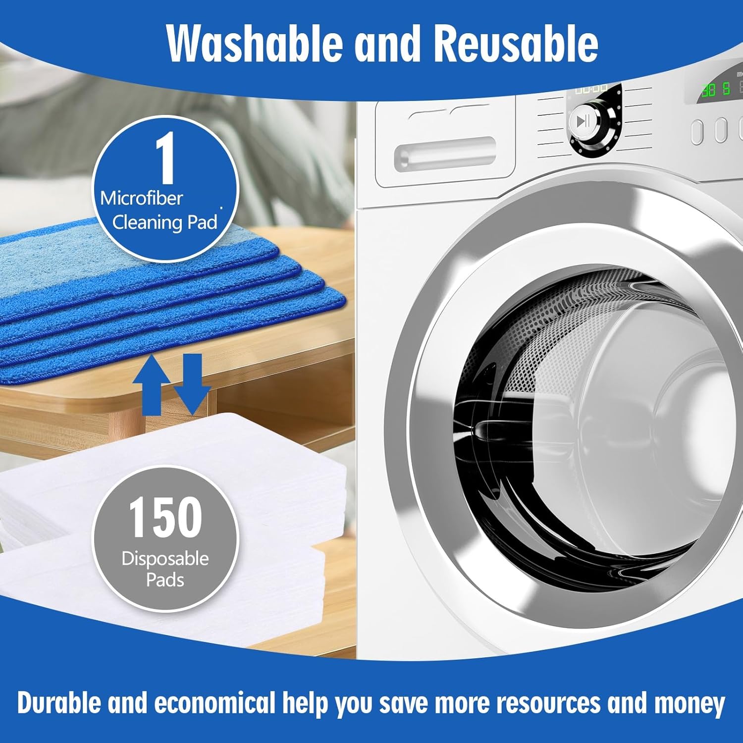 4 Pack Microfiber Cleaning Pads for Bona Mops Washable Reusable