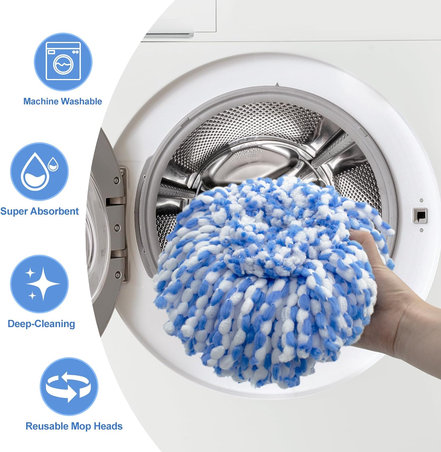 DLAIMI Spin Mop Replacement Heads Combo Set