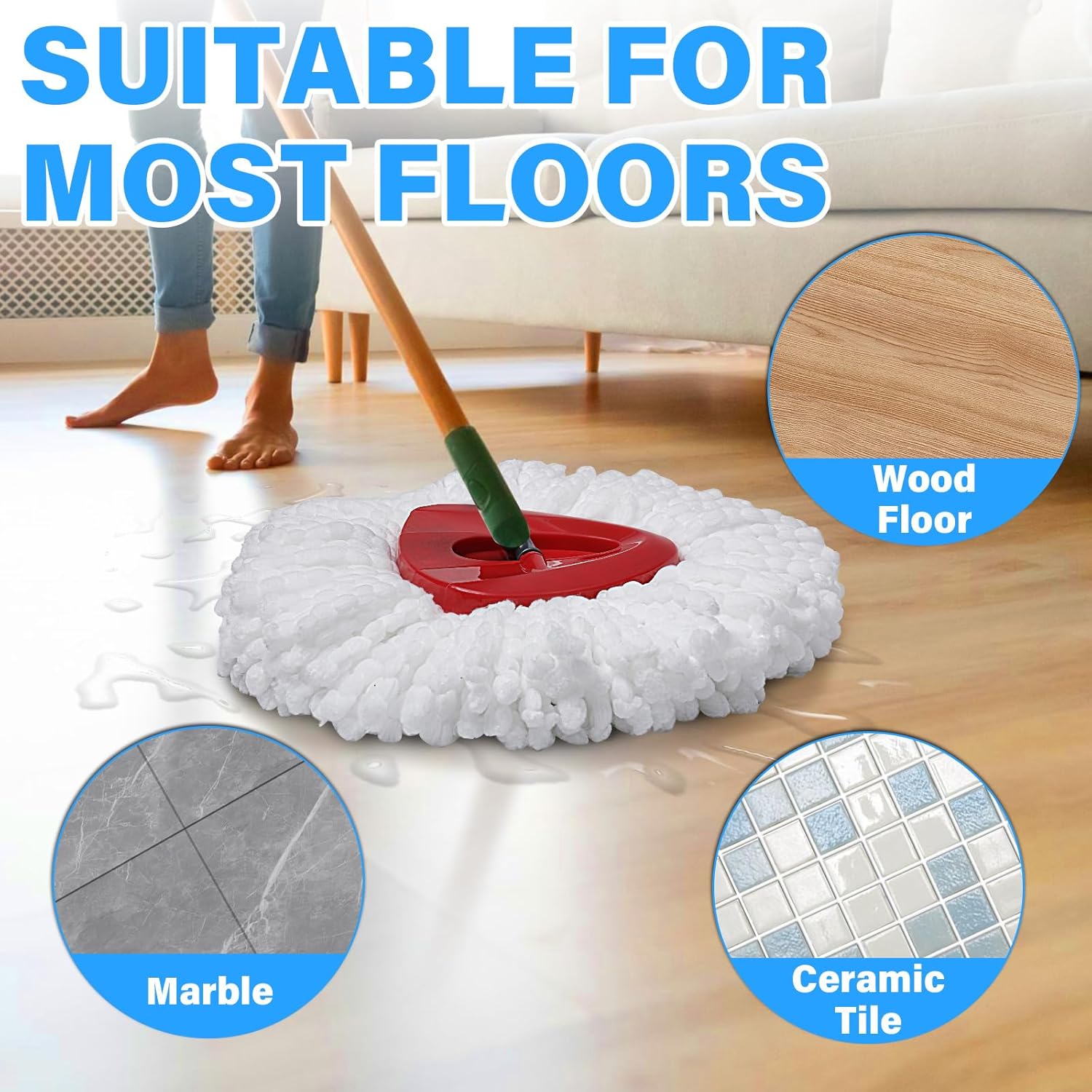 TATAANTY Spin Mop Replacement Heads 6 Pack