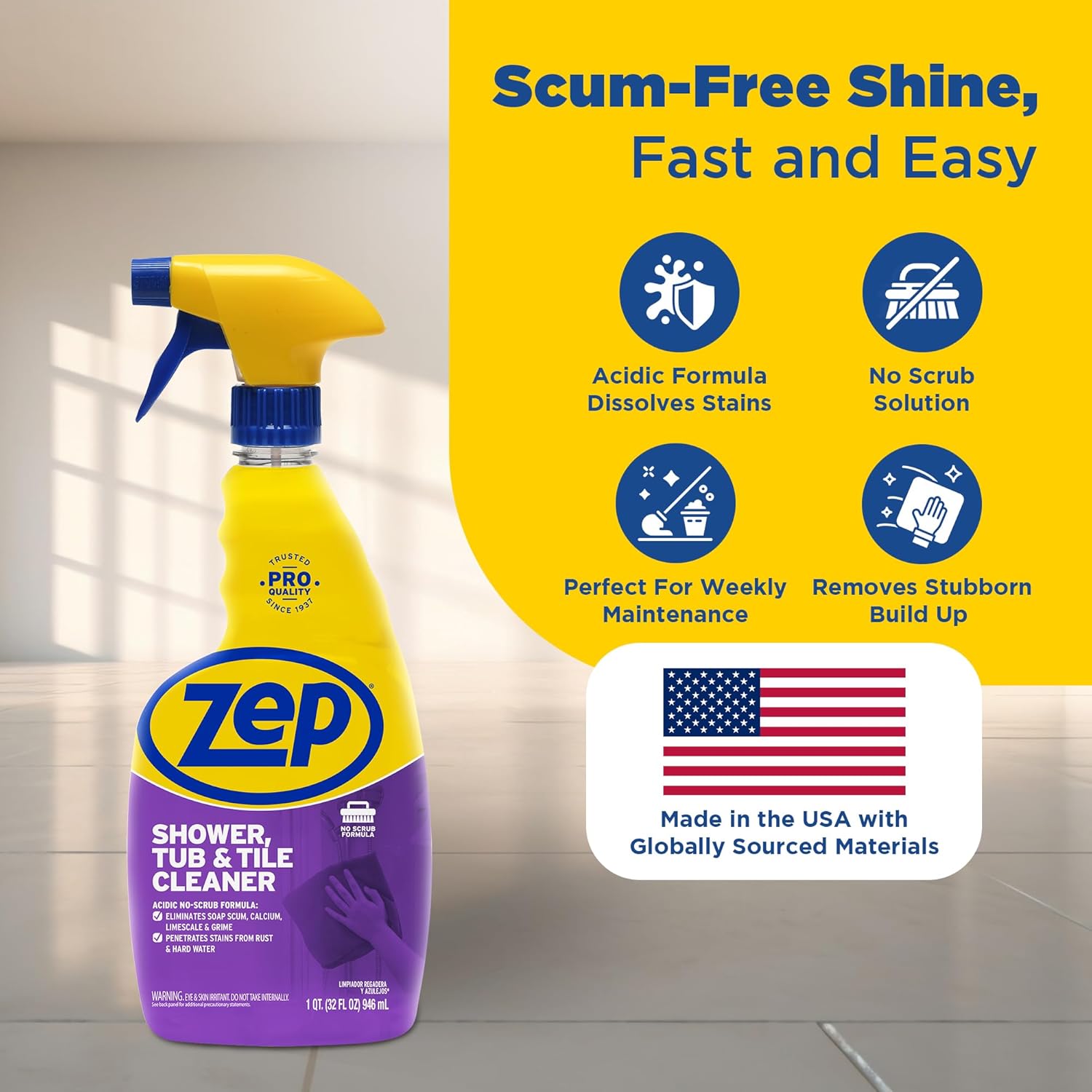 Zep 32 oz Tub Tile Cleaner Case of 4 No Scrub Formula