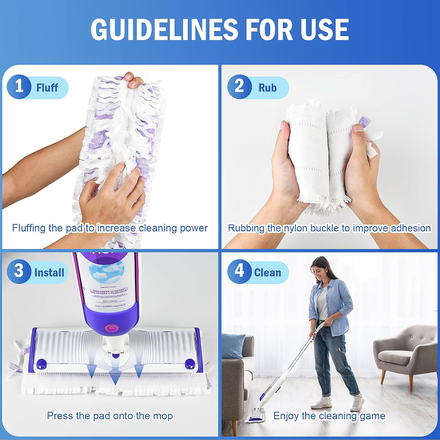 Bisenkud 40 Count Power Mop Pad Refills