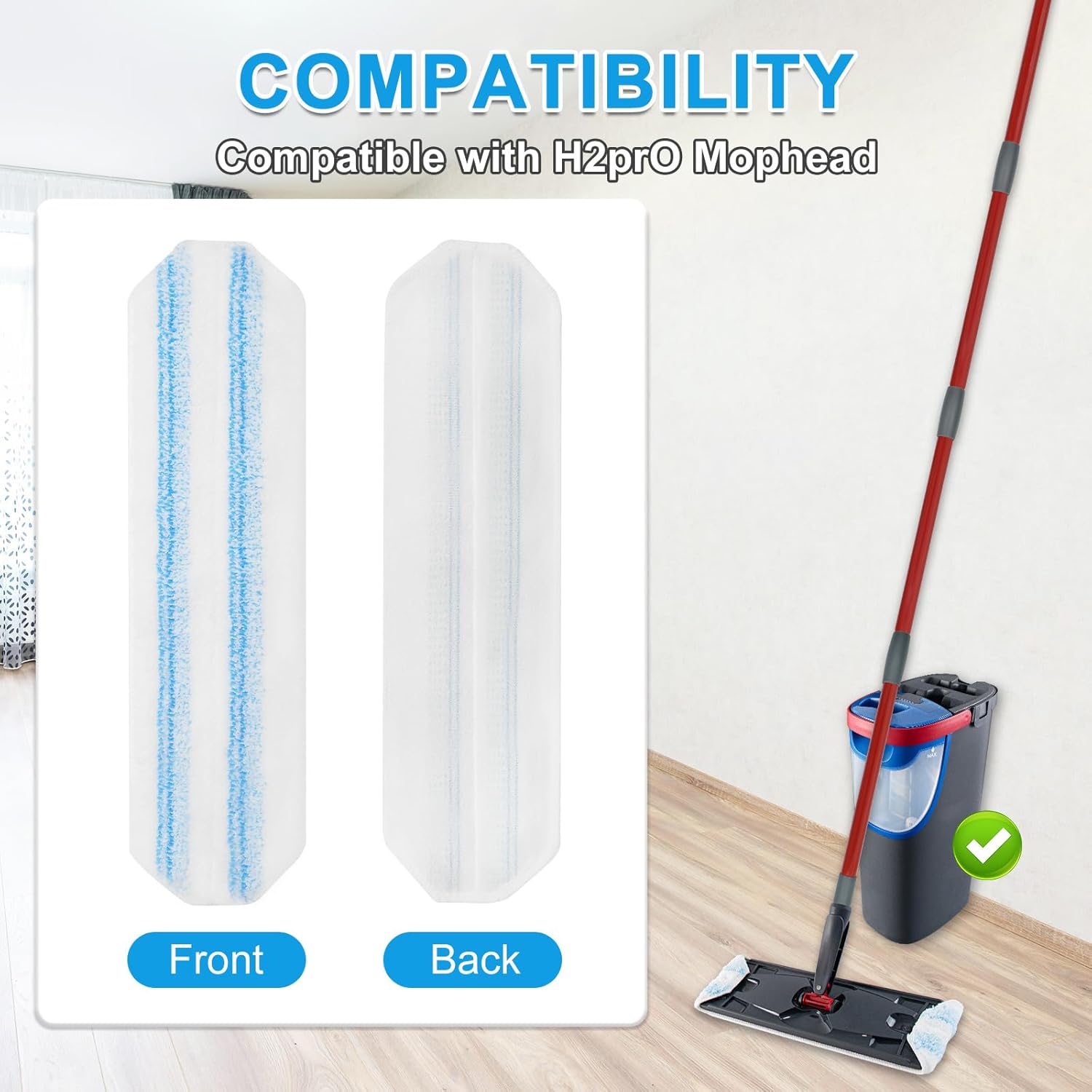 Yuunaie 4-Pack Mop Pads for O-Cedar H2prO Flat Mop