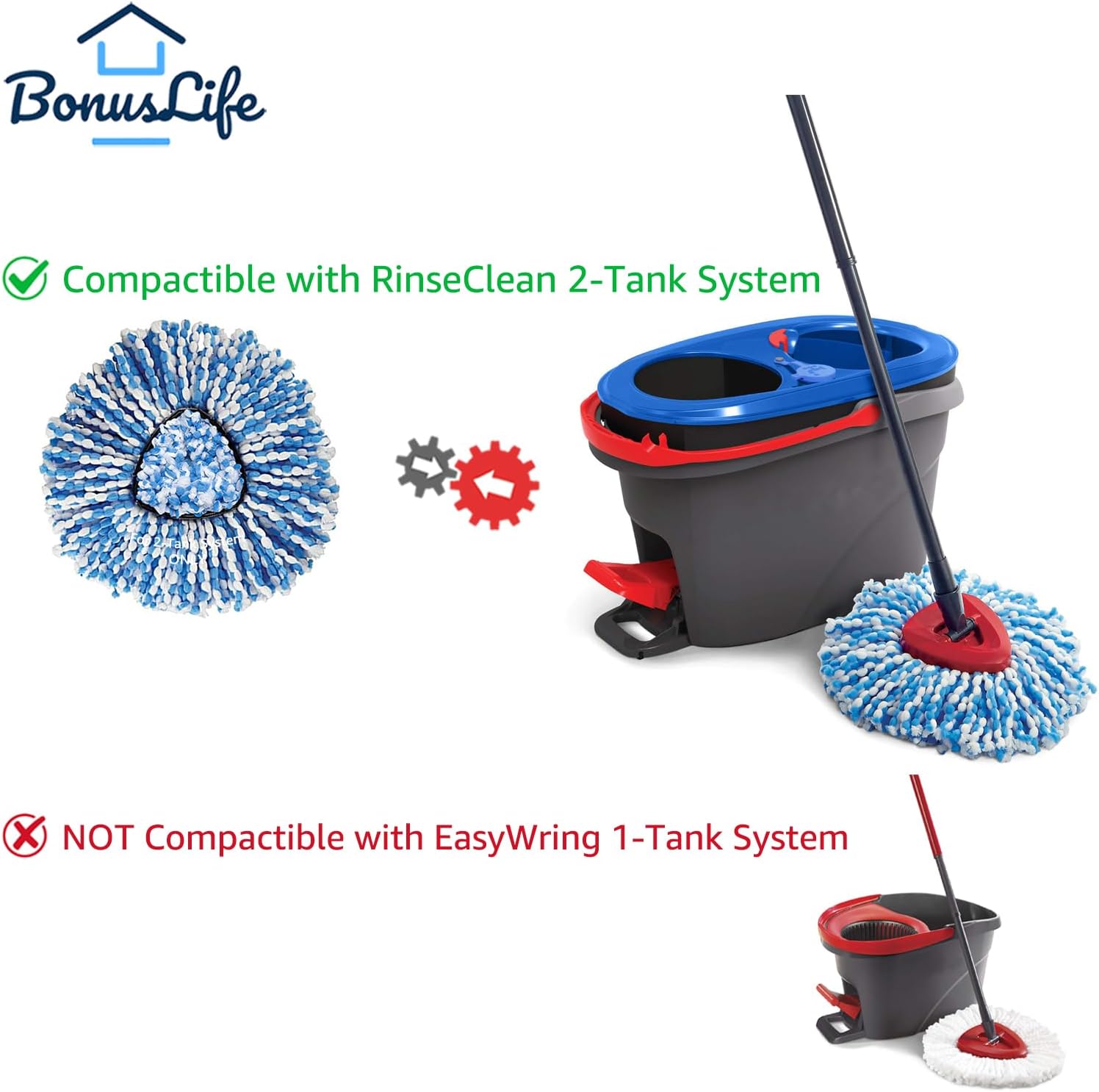 BonusLife Mop Refill Set for RinseClean 2-Tank System 1