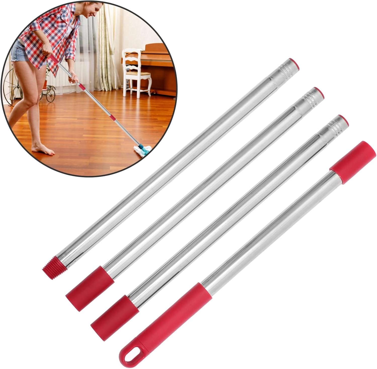 Ipetboom 146cm Mop Handle Replacement Stick 4 Sections