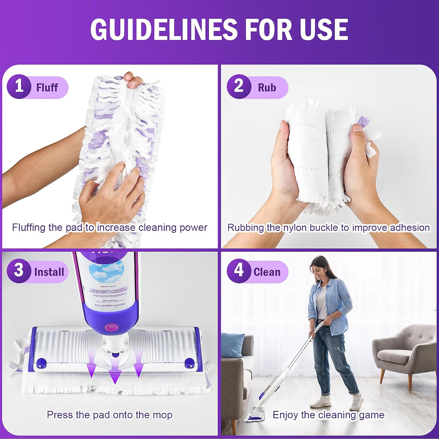 Bisenkud 15 Count Power Mop Refills for Multi-Surface Cleaning