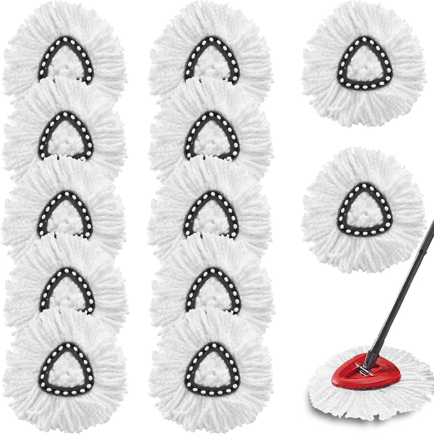 YEAZHEN 12-Pack Microfiber Spin Mop Replacement Heads