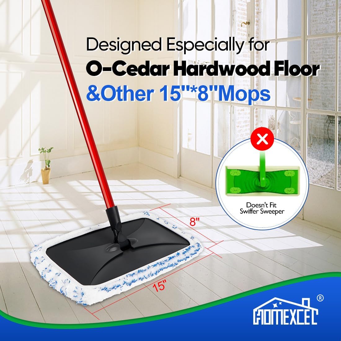 HOMEXCEL Reusable Microfiber Mop Pads 2 Pack