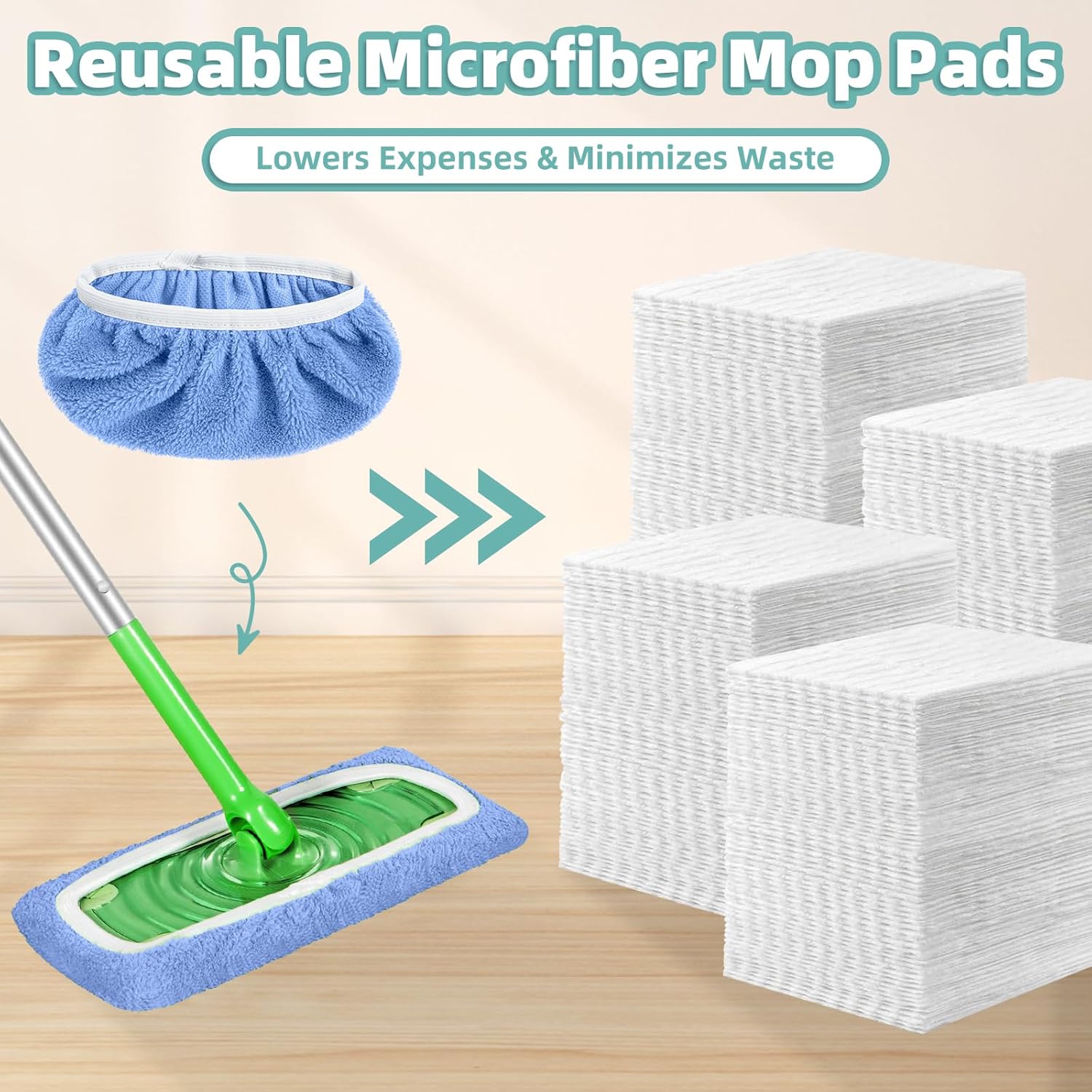 Loveco Reusable Mop Pads for Swiffer Mop - 6 Pack Blue