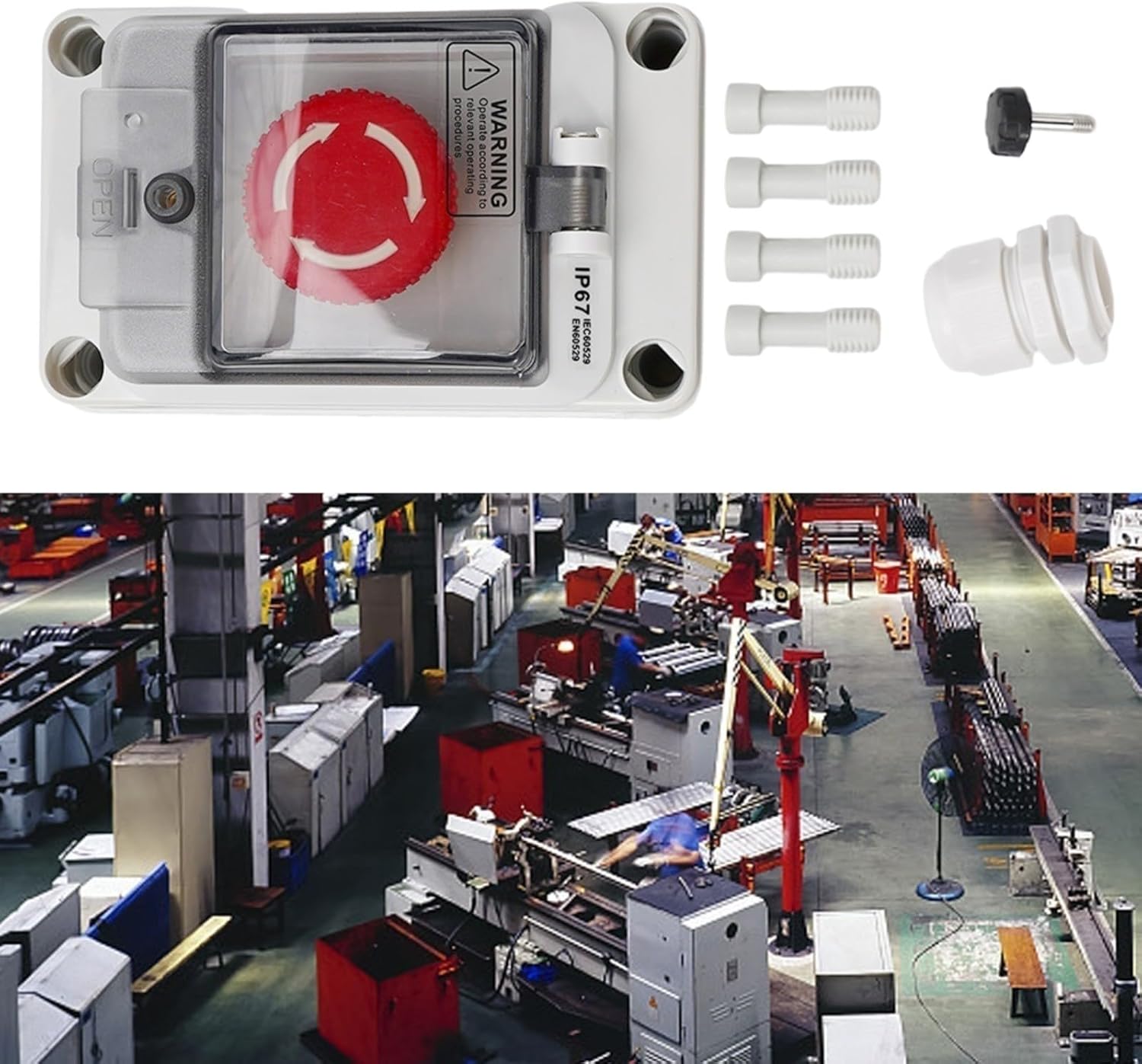 Marebm E-Stop Push Switch with Plastic Box 1