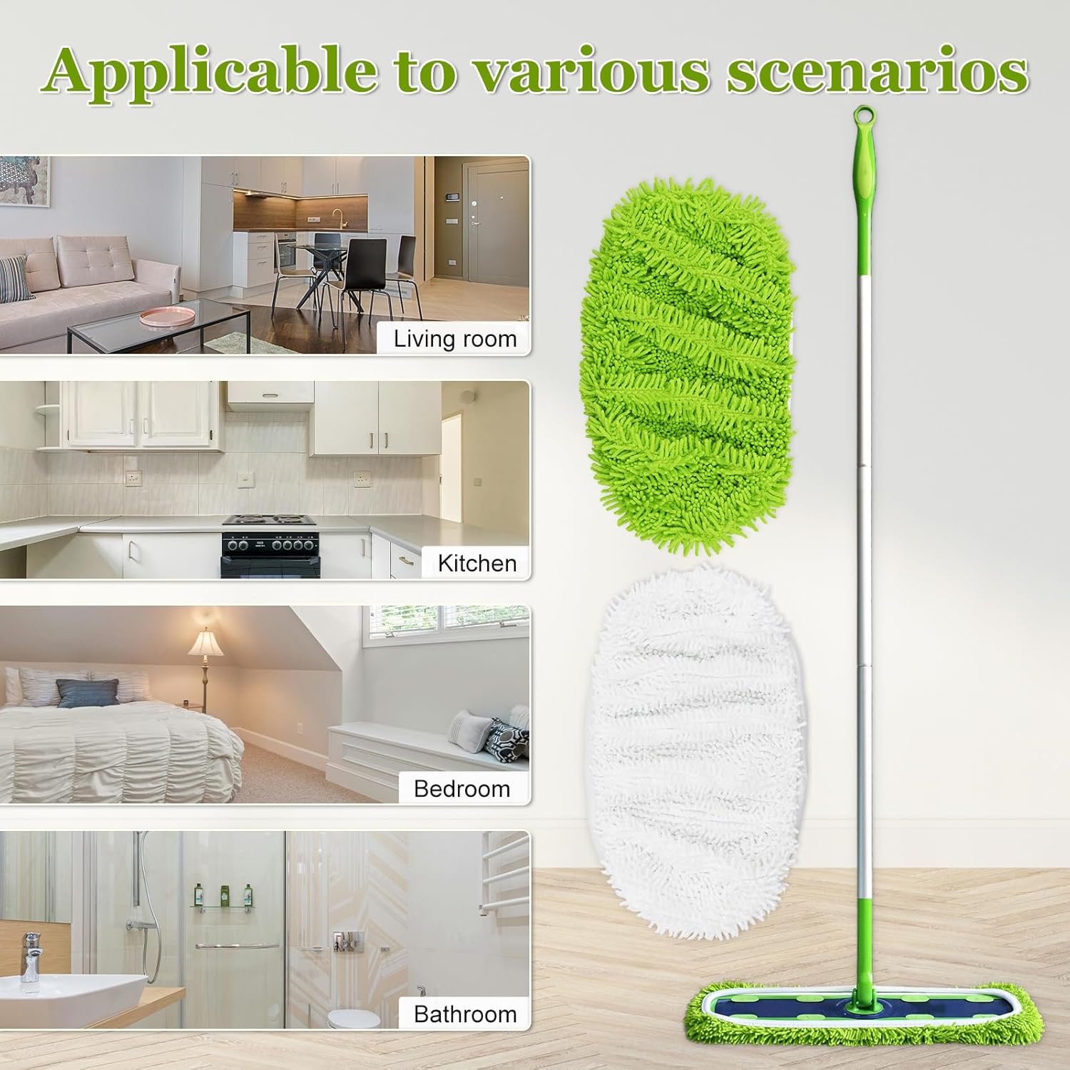 DLAIMI XL Mop Pads for Swiffer XL 4 Pack Reusable Microfiber