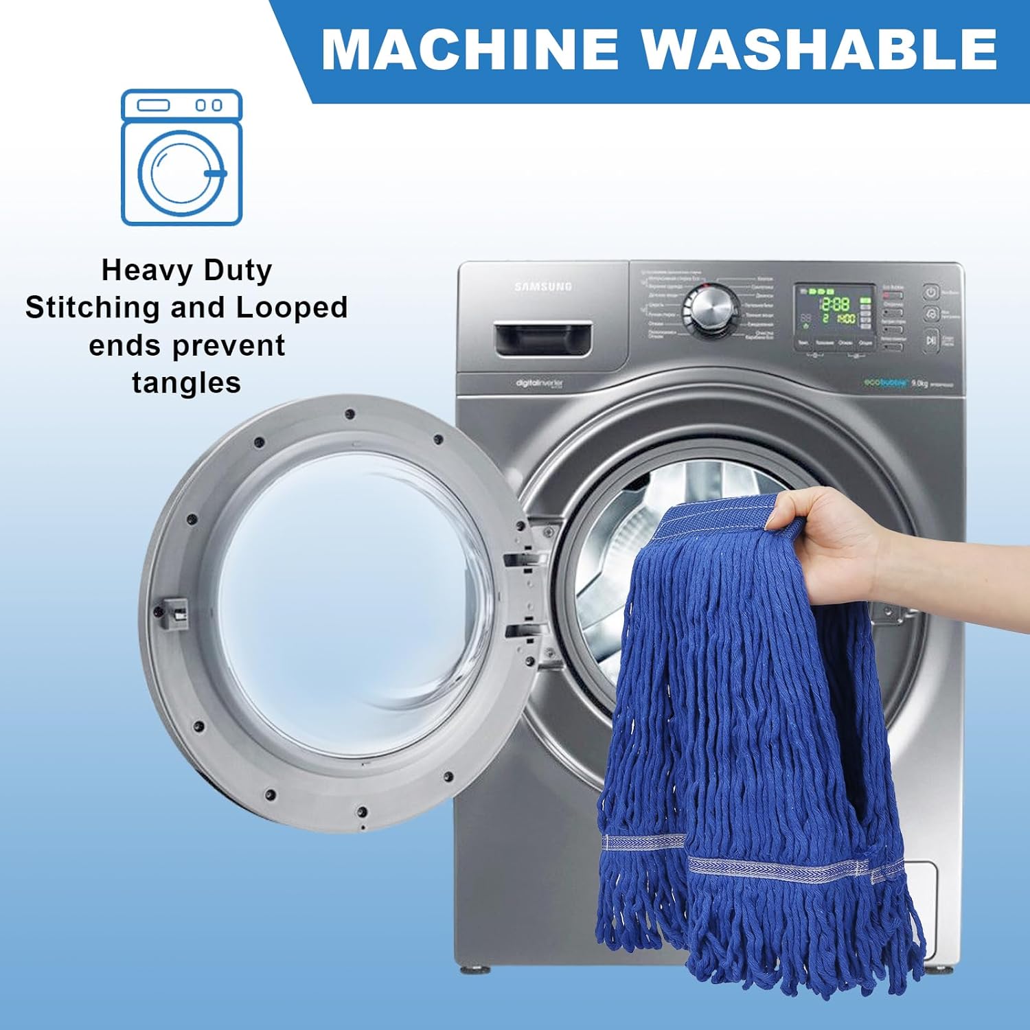 3 Pack Reusable Heavy Duty Mop Heads for Commercial Use