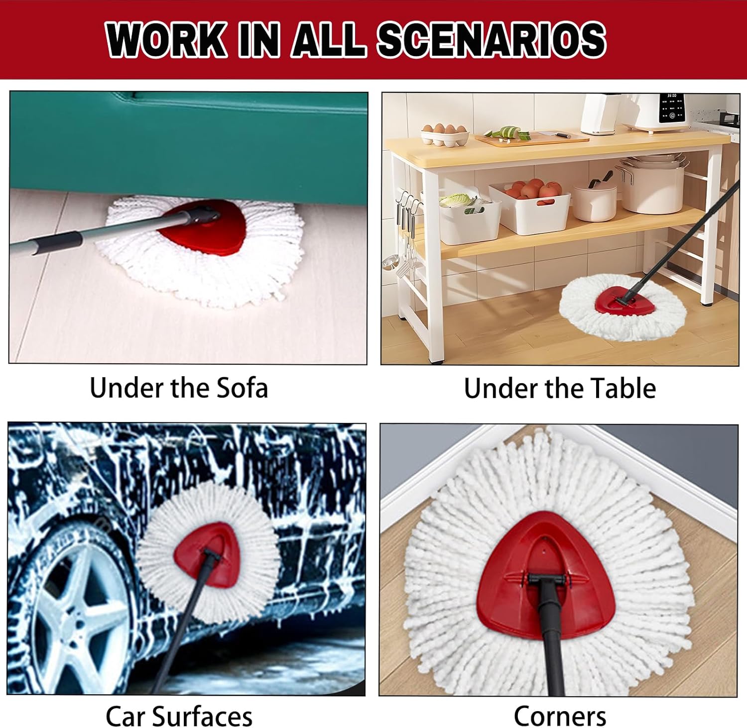 SUOSEC Spin Mop Replacement Heads 2 Pack
