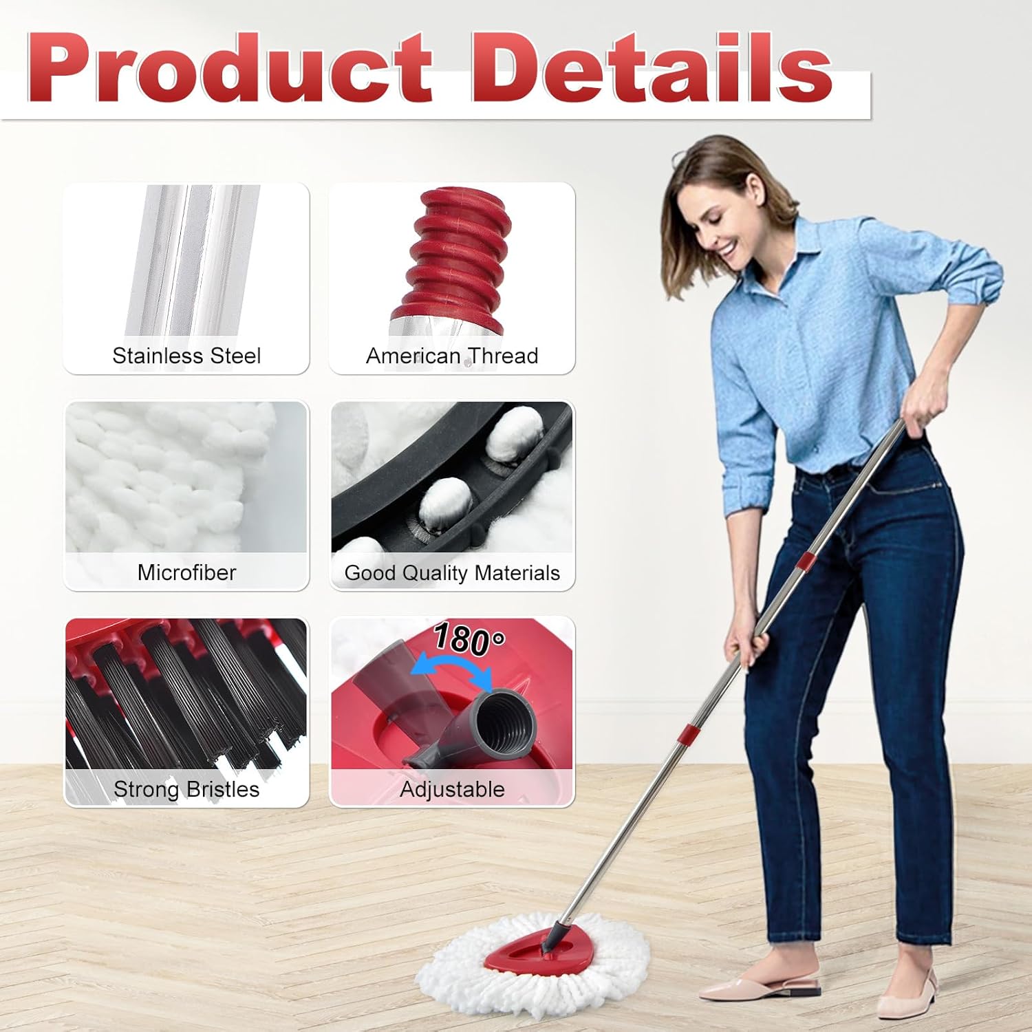 DLAIMI Spin Mop Replacement Set for Ocedar EasyWring 1-Tank System