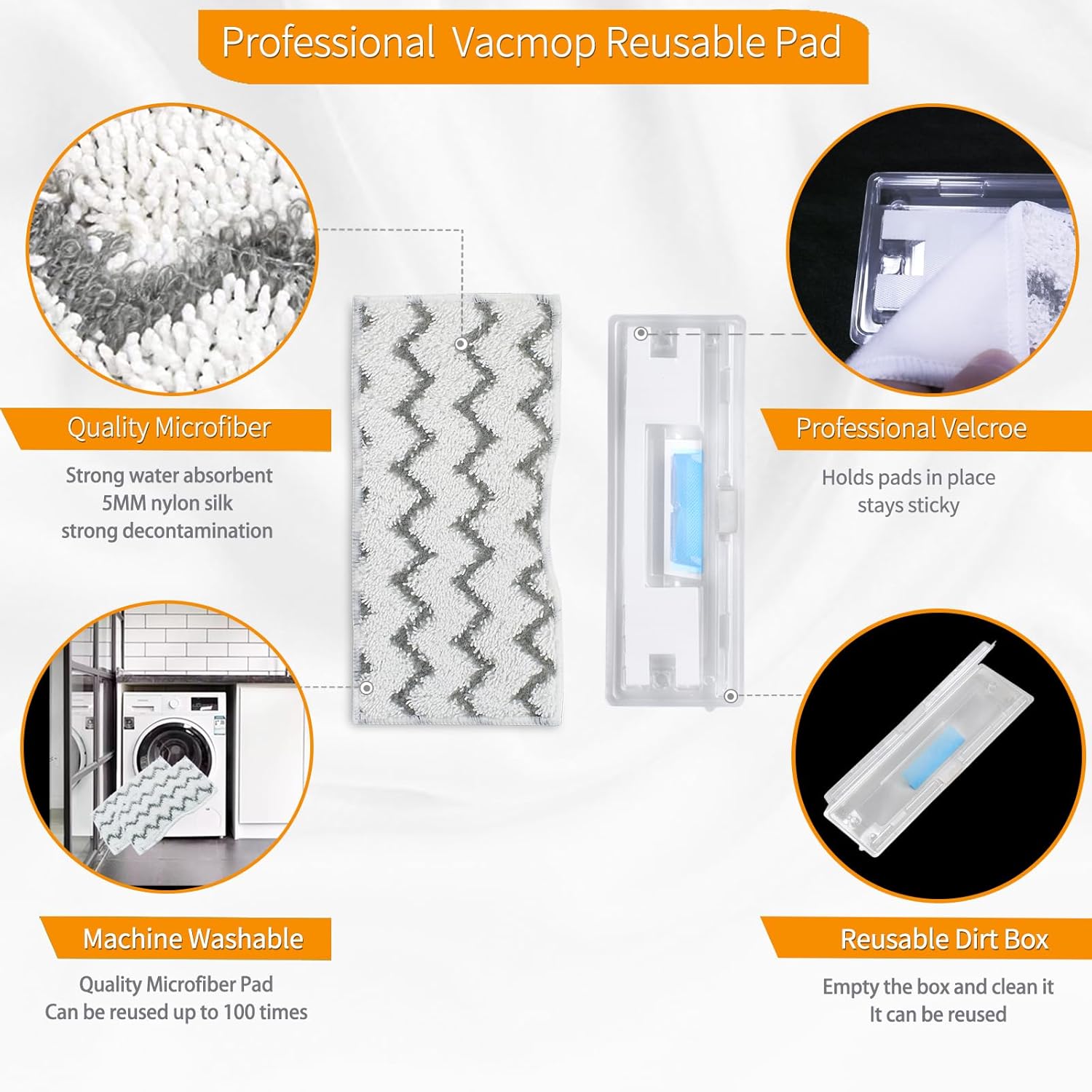 Reusable Mop Pad Refills for Shark VACMOP Models