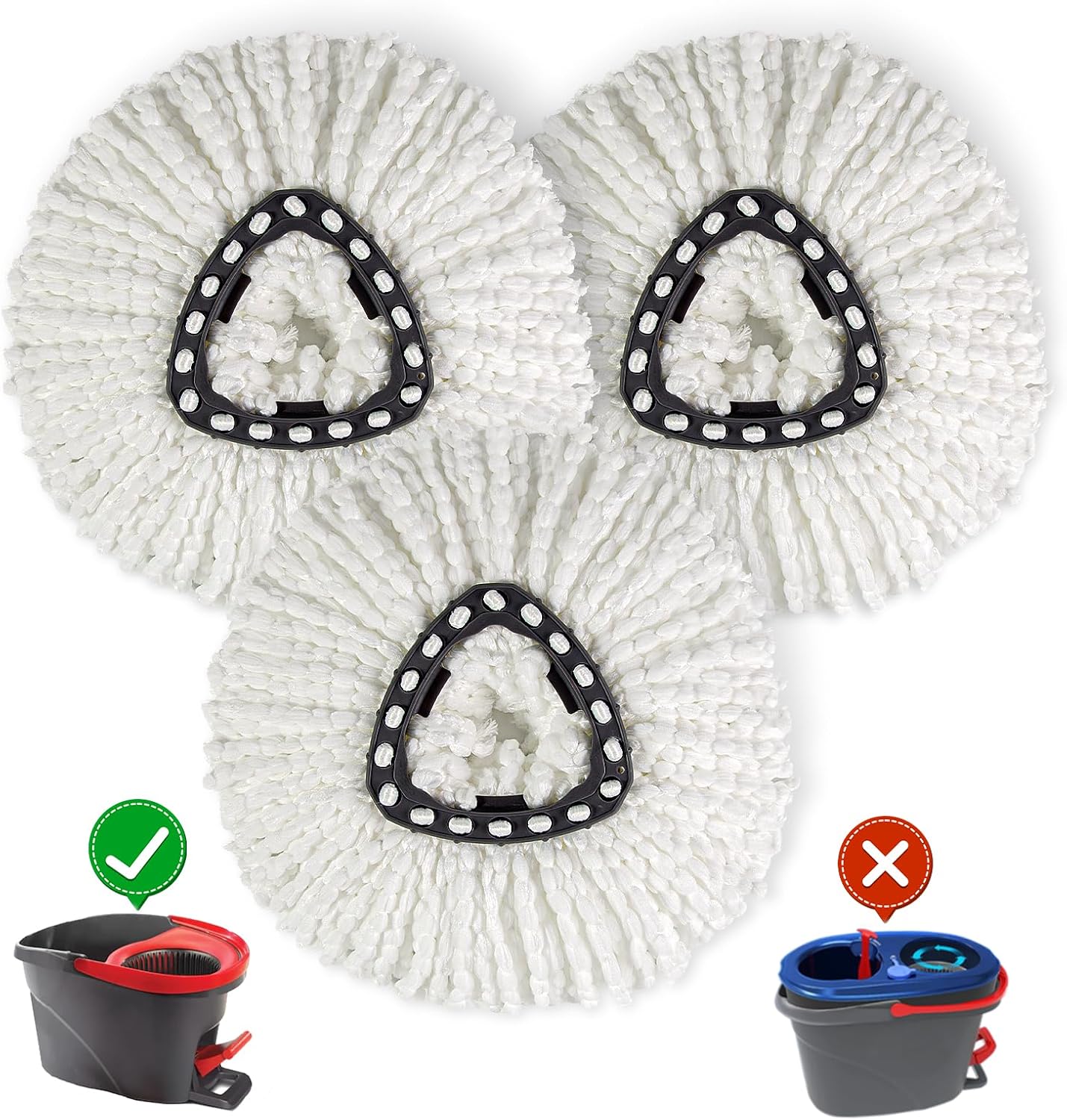 3 Pack HUMUTA Mop Replacement Heads for O Cedar Spin Mop