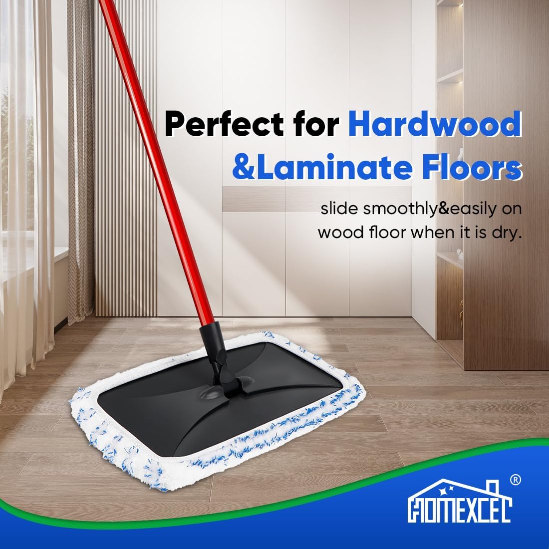HOMEXCEL Reusable Microfiber Mop Pads 2 Pack