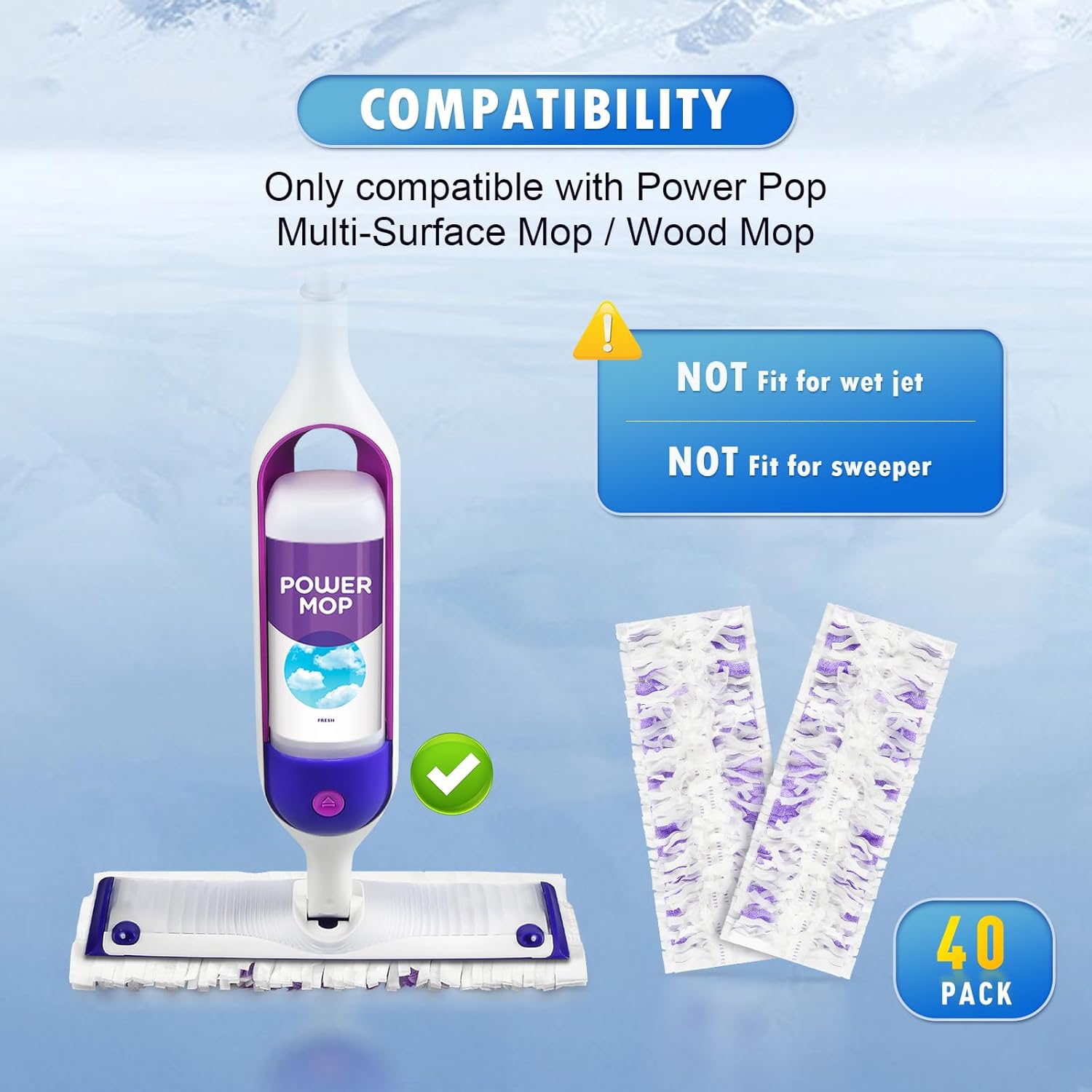 Bisenkud 40 Count Power Mop Pad Refills