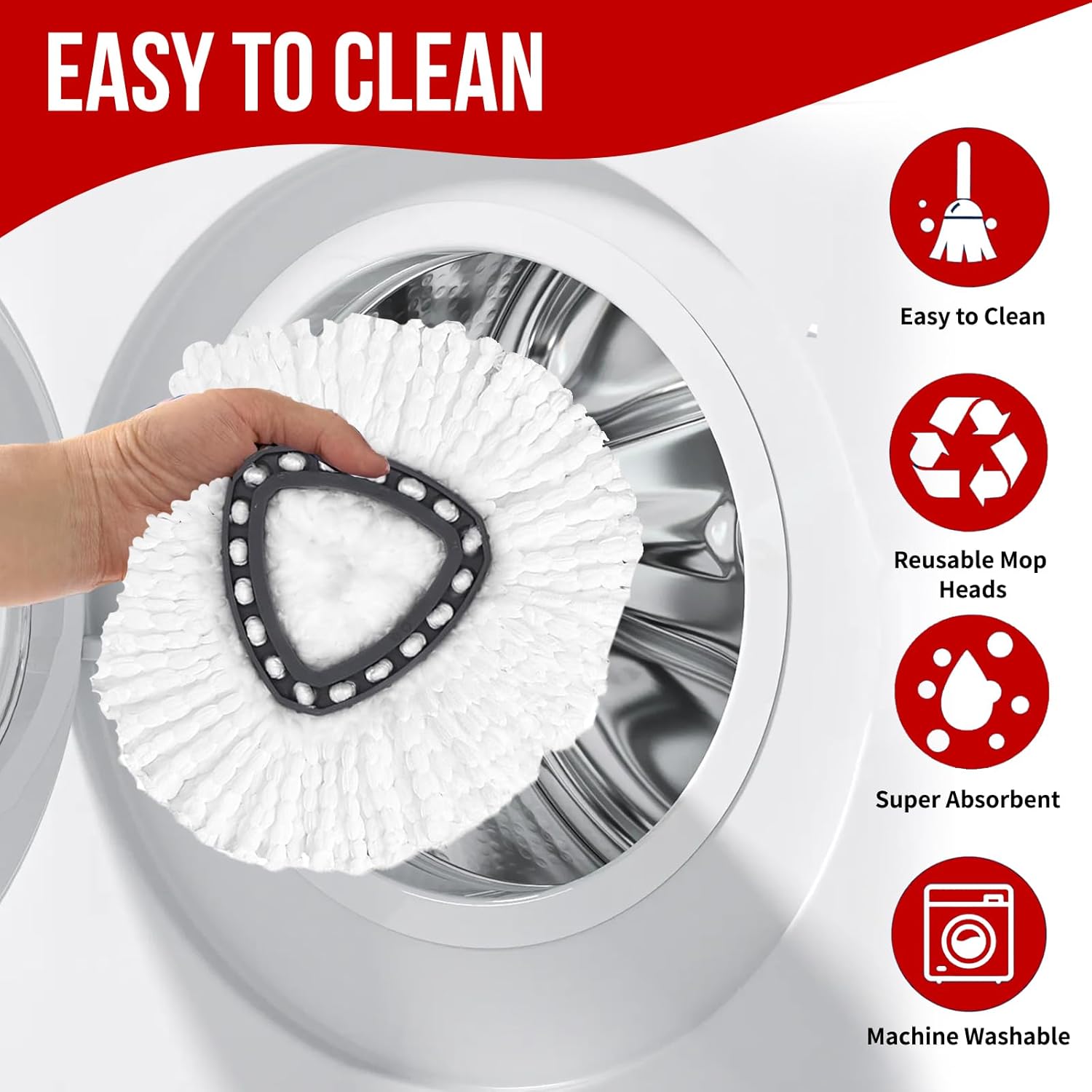 Spin Mop Replacement Head Set with Adjustable Handle and Base