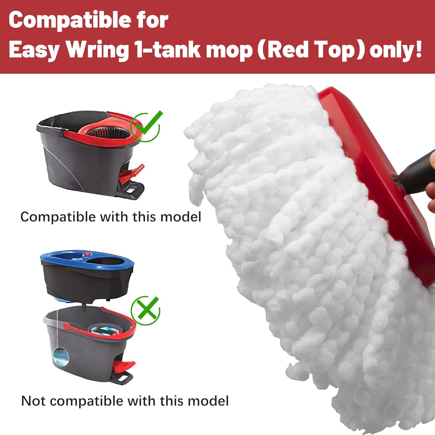 GRAREND 4 Pack Mop Replacement Heads for Ocedar Spin Mop