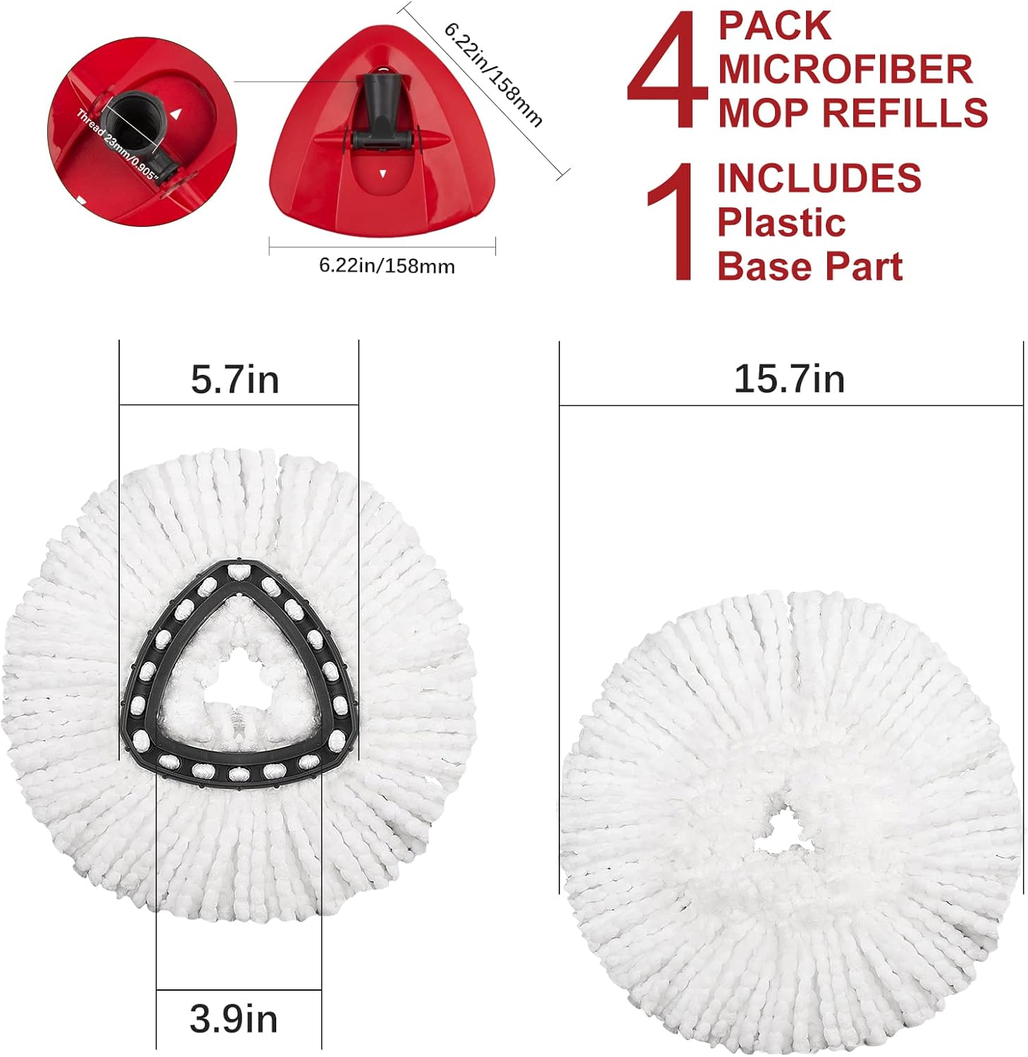 GRAREND 4 Pack Mop Replacement Heads for Ocedar Spin Mop