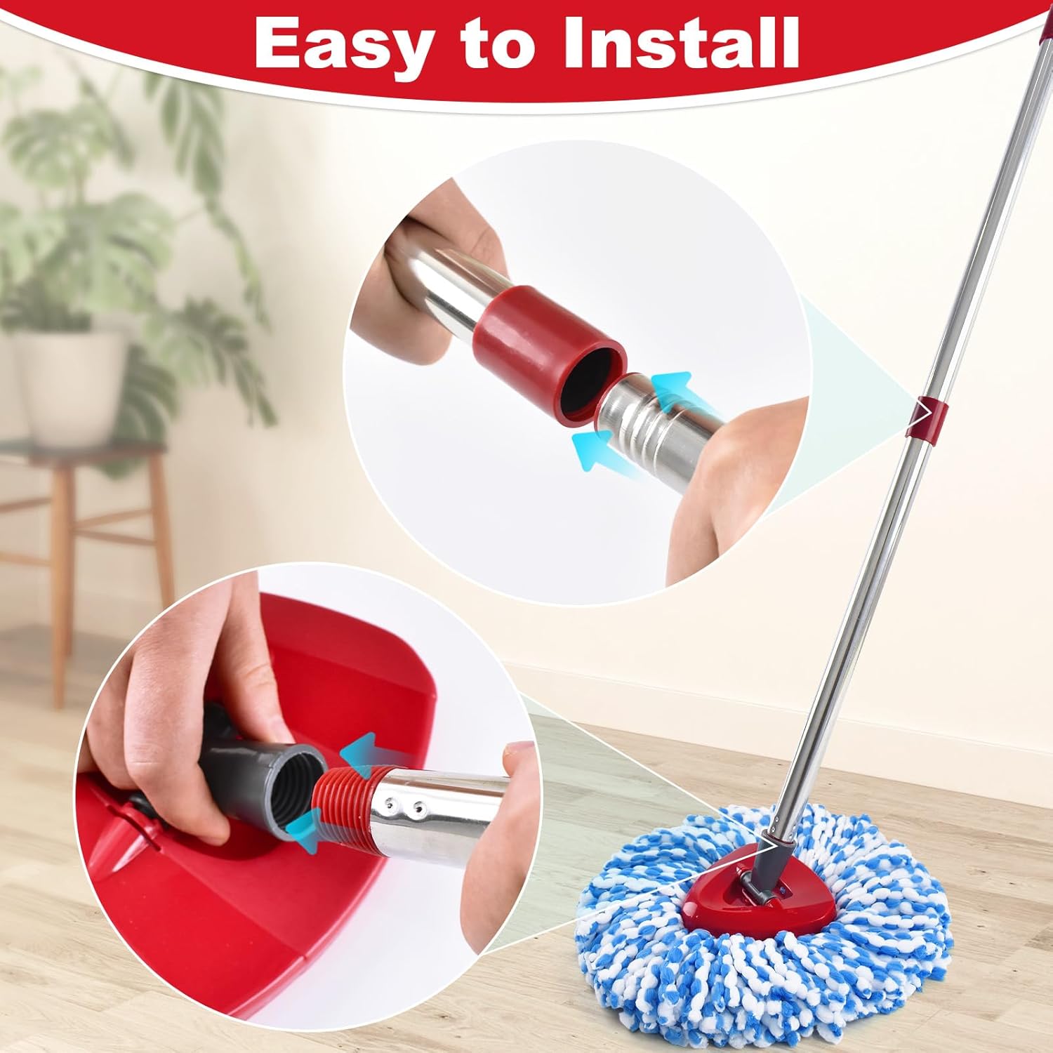 Aiyiried 4-Section Adjustable Mop Handle for O-Cedar