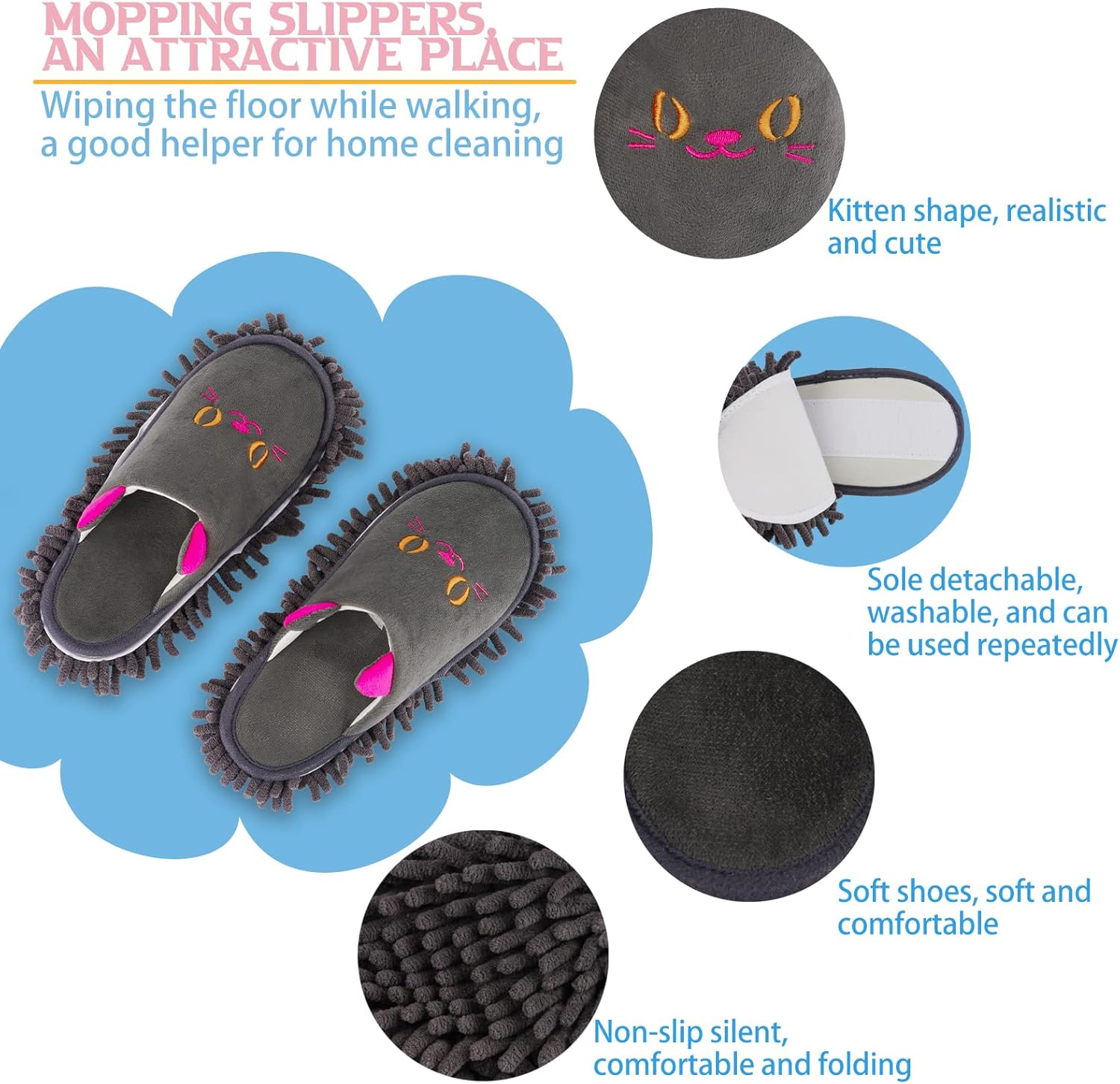 Dark Gray Warm Microfiber Slippers with Anti-Slip Moccasin