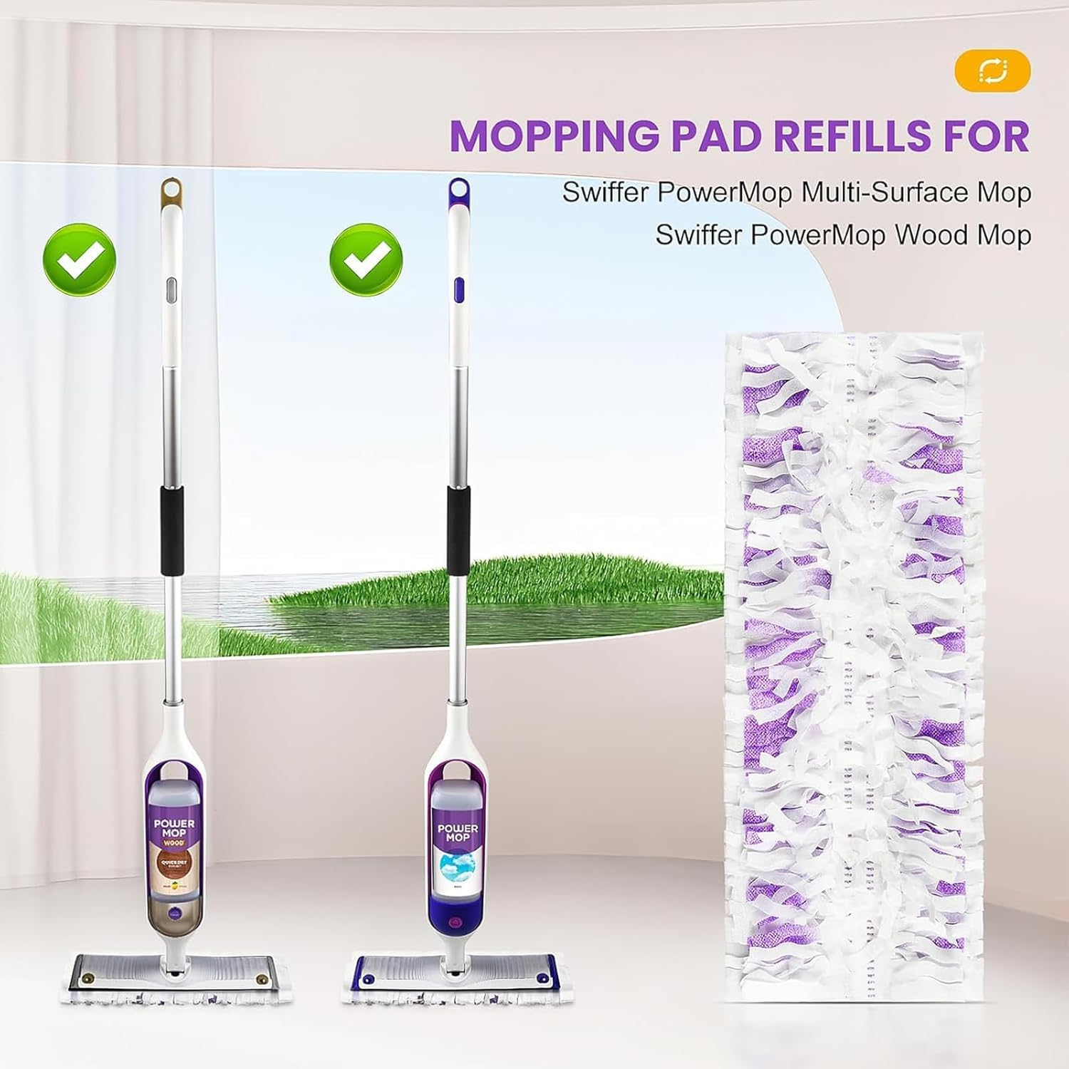 15 Pack Power Mop Refills for Swiffer Compatible