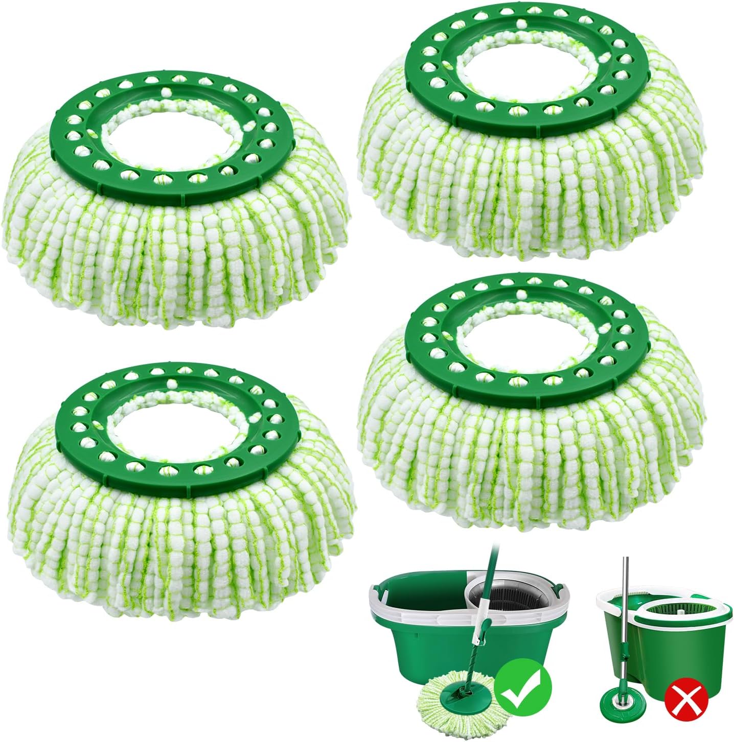 GFRED Tornado Spin Mop Head Refill 4 Pack Green White