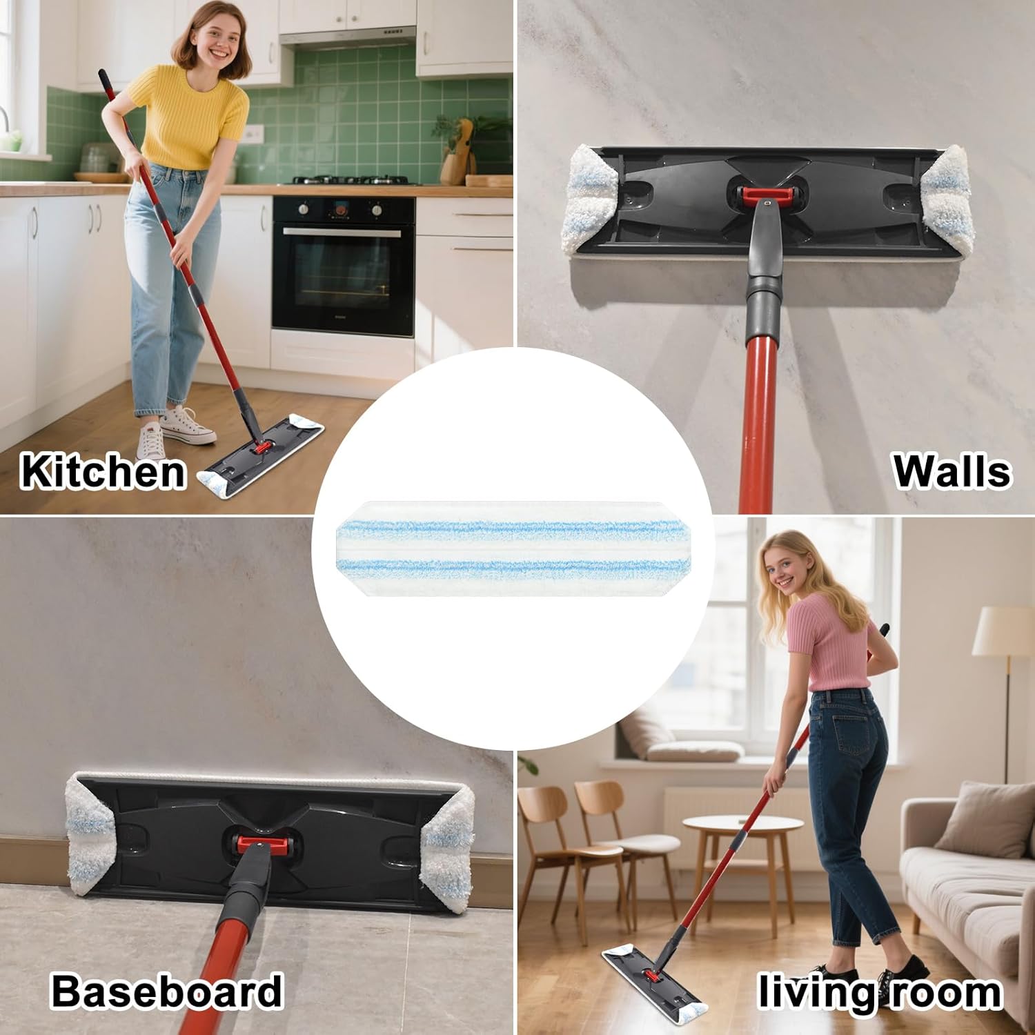 GFRED 8 Pack Mop Pads for O Cedar H2Pro Flat Mop System