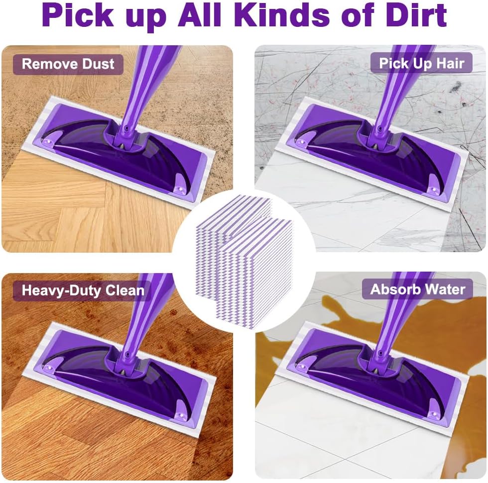 HOMEXCEL Microfiber Mop Pads 48 Count Swiffer Compatible