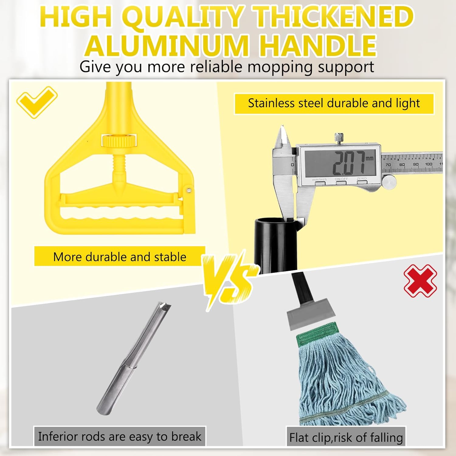 VOUBIEN Heavy Duty Commercial Mop Handle 58 Yellow