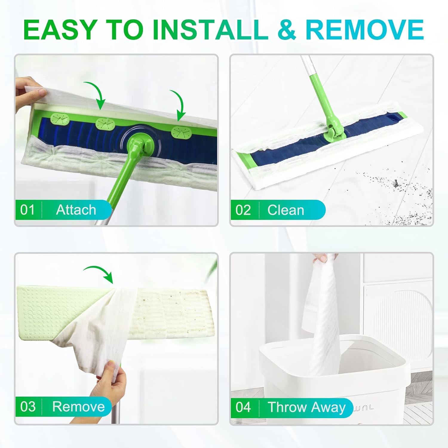 SAUAUSUN 40 Count XL Mopping Cloths Kit for Swiffer Sweeper XL