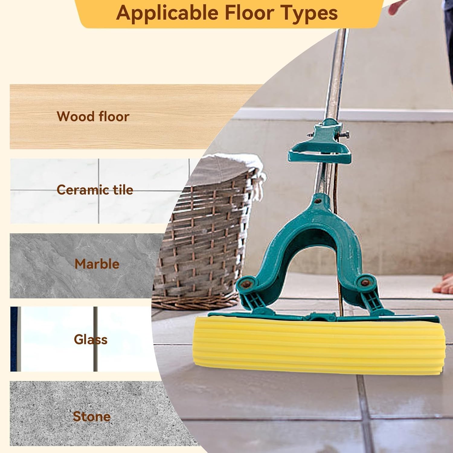 Beufee Sponge Mop Head Refill Set of 2 Yellow
