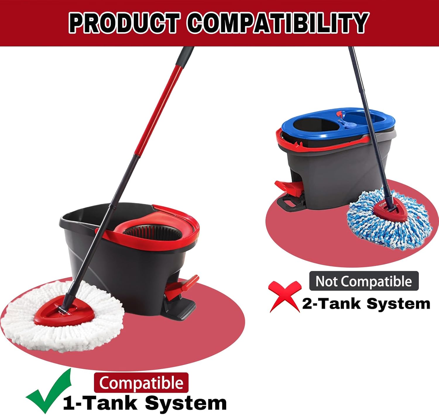 SUOSEC Spin Mop Replacement Heads 2 Pack