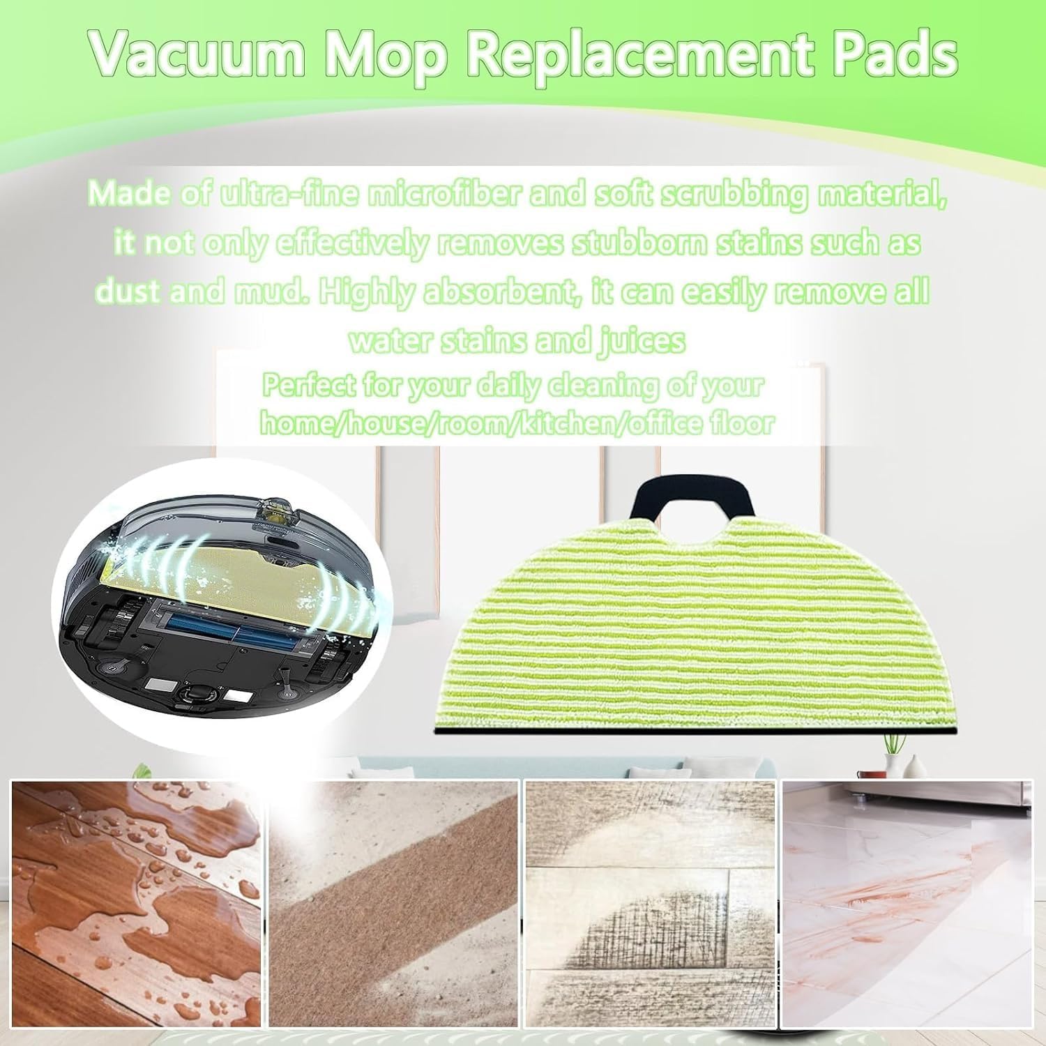 Marebm RV2001WD Vacuum Mop Replacement Pads 6 pcs