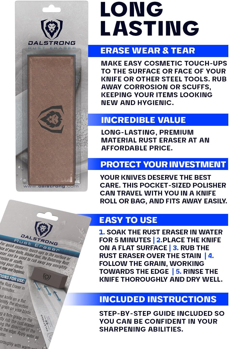 Dalstrong Premium Rust Remover Eraser for Knives and Tools